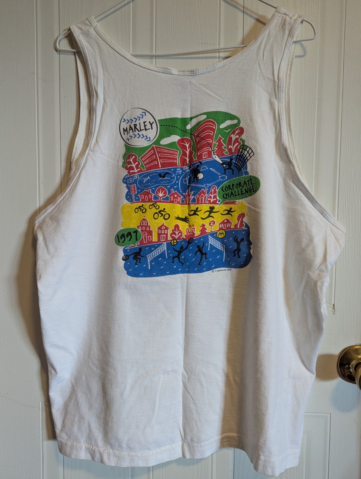 Vintage 90s Single Stitch Hem Marley 1997 Corporate Challenge Tank Top Unisex