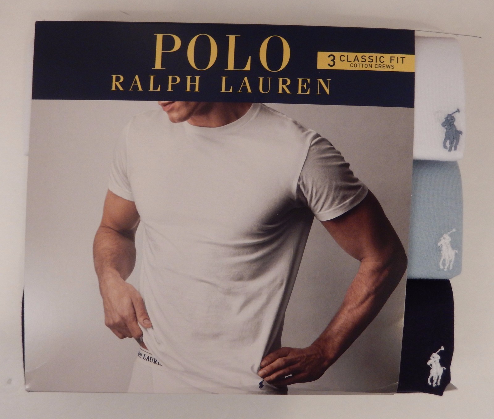 3 POLO RALPH LAUREN S M L XL 2XL COTTON BLACK WHITE GRAY BLUE CREW NECK T SHIRTS