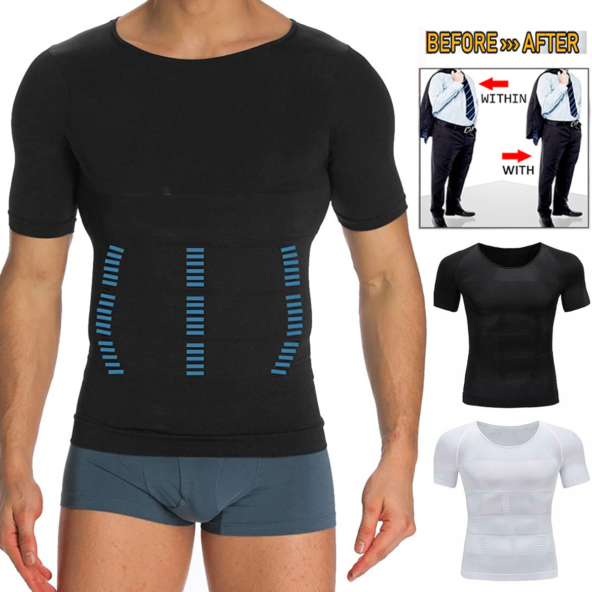 Men’s Slimming Body Shaper Vest Abs Abdomen Compression T Shirt Fitness Tank Top