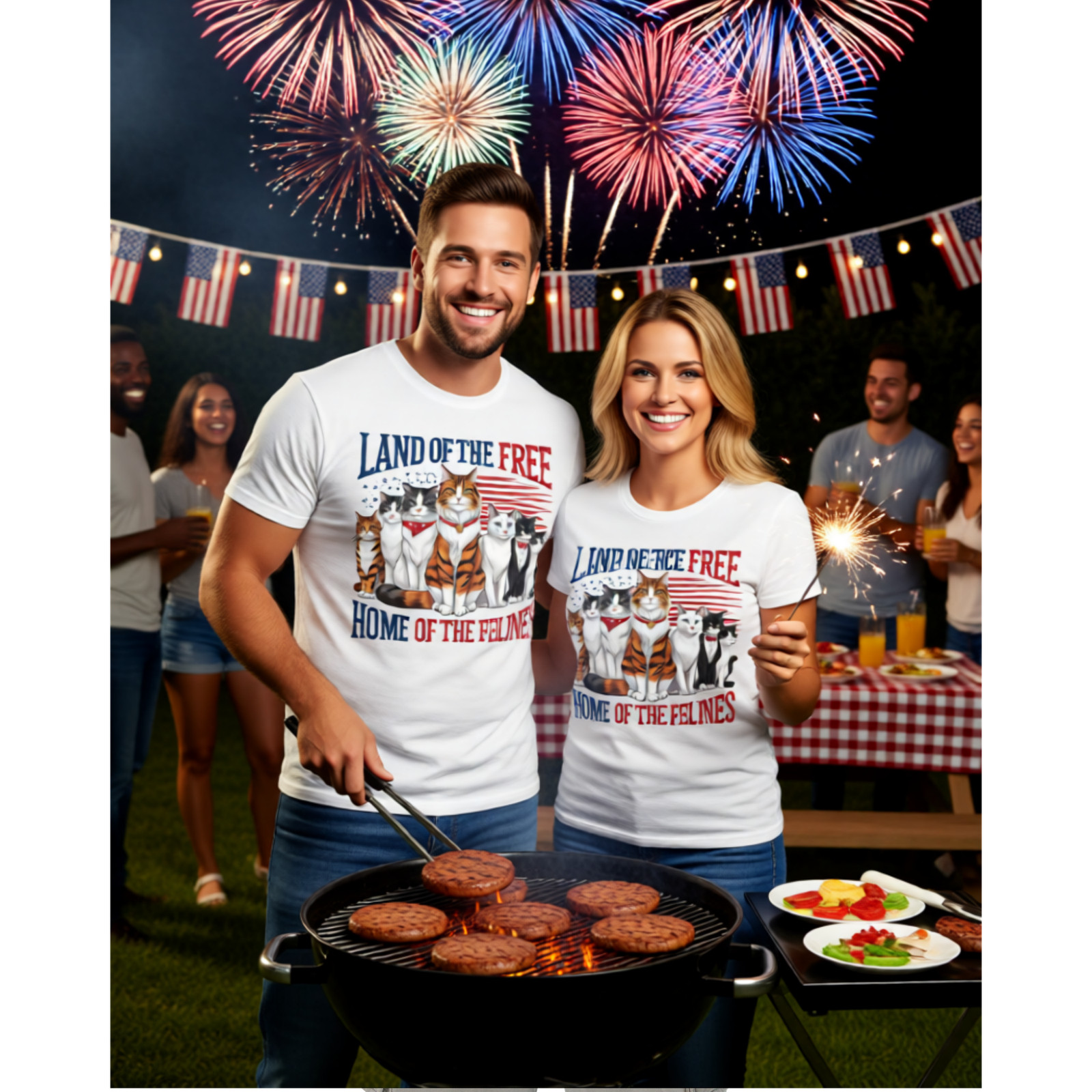 Land of the Free Home of the Felines Comfort Colors Cat Lover T-Shirt