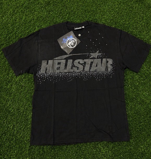 Hellstar Graphic T-Shirt Black Streetwear Sun Star Flare Logo Size M