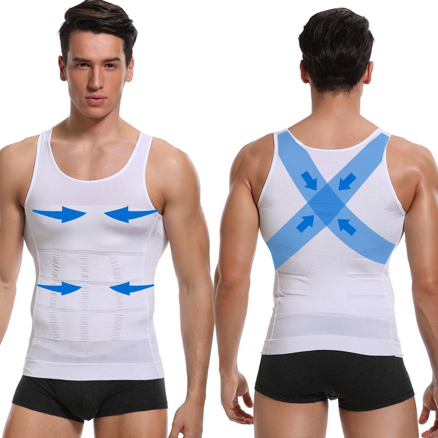 Men’s Body Shaper Toning T-Shirt Ultra Durable Compression Vest Tops Undershirts