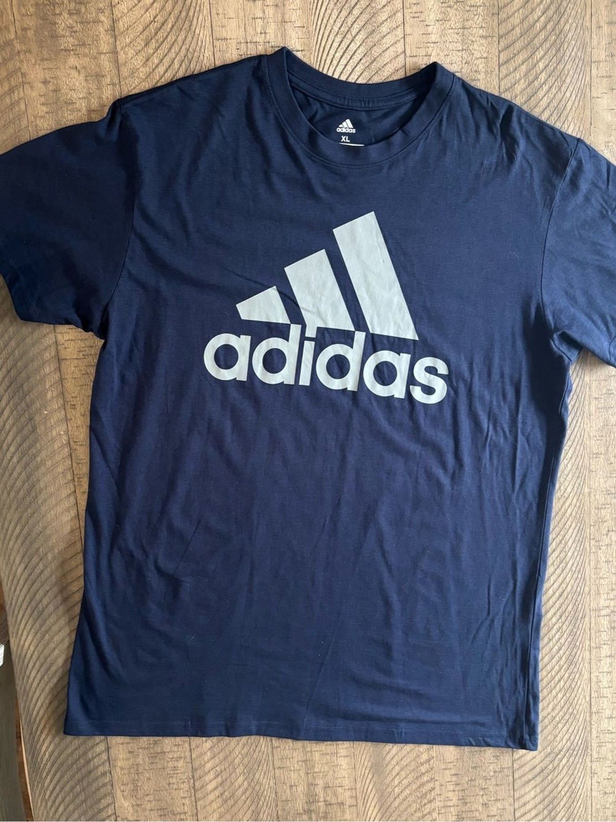 adidas Navy Blue Logo Short Sleeve Tee – XL