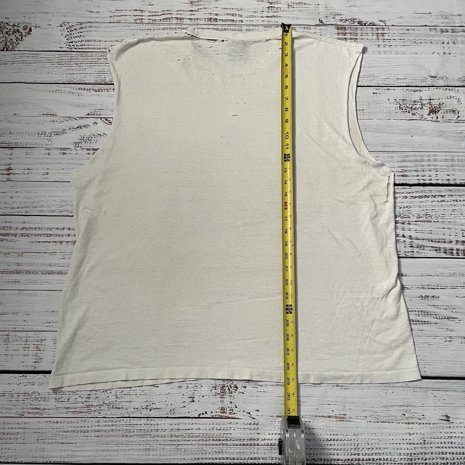 Vintage 90s Taz Looney Tunes Distressed Worn Faded Cut Off White Shirt Adult 2XL