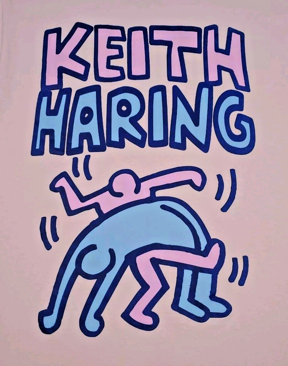 Keith Haring Art Designer T-Shirt Unisex Adult Size Medium Pink 100% Cotton New
