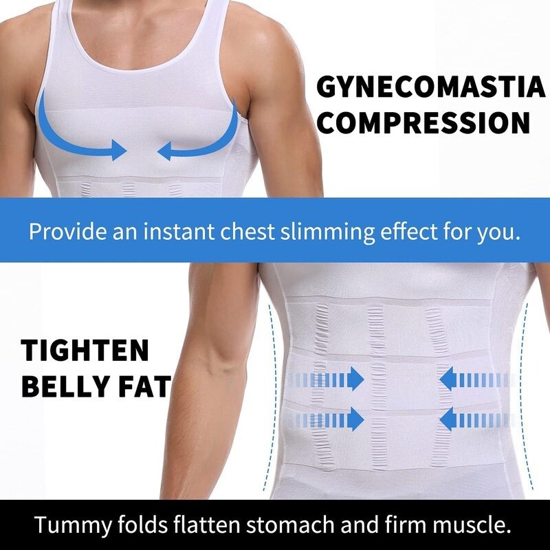 Men’s Shaper Cooling T-Shirt Compression Belly Vest Slimming Underwear Tank Top