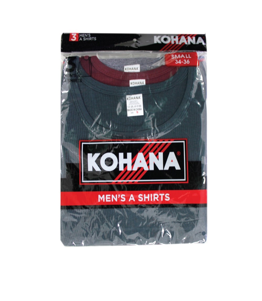 Mens a shirts colored 3-Pack. Machine wash no bleach tumble dry.