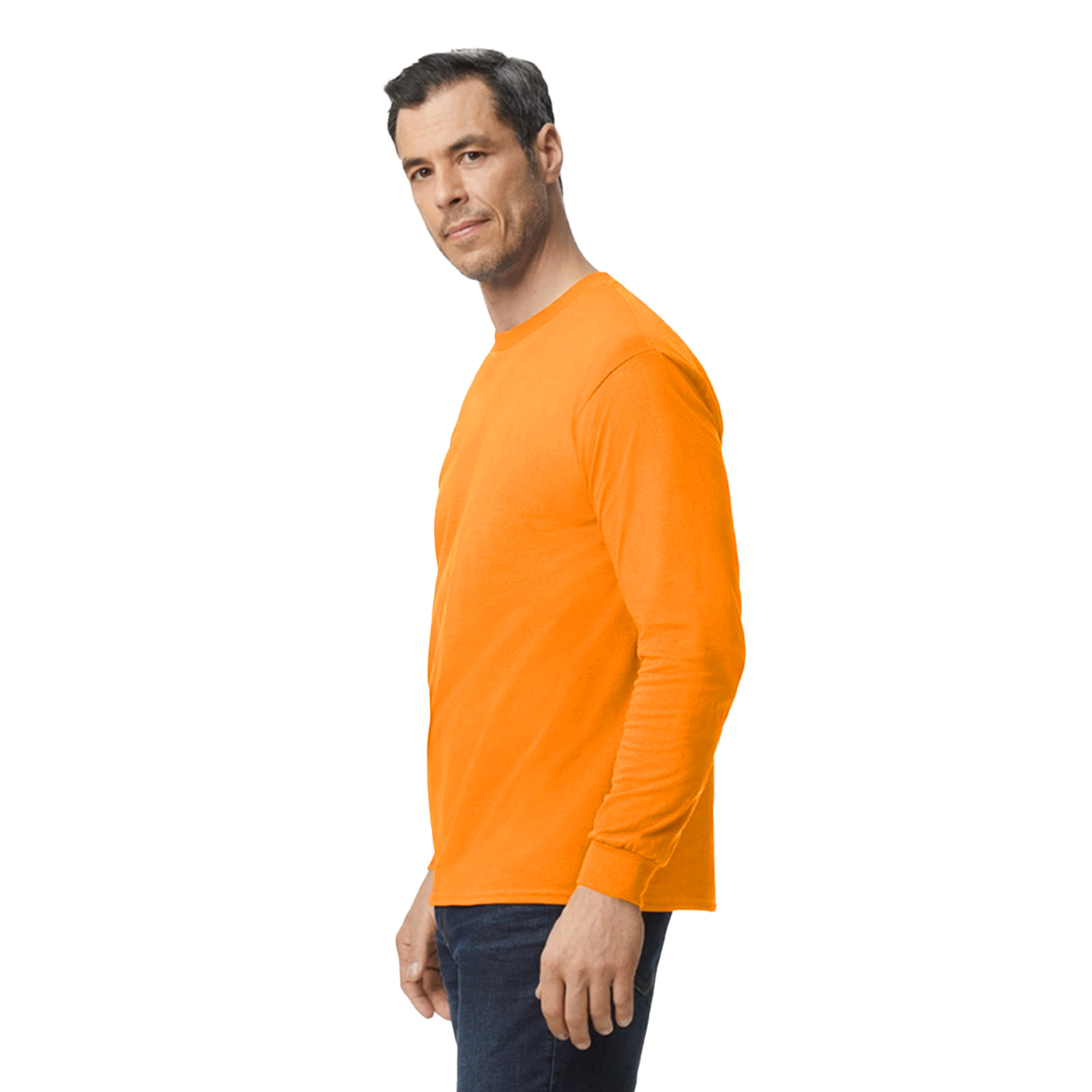 Gildan Safety Green & Orange Mens Tee Crewneck Long Sleeve T-Shirt S-3XL – 5400