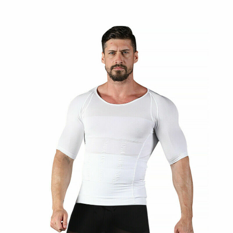 Men Toning T-Shirt Slimming Body Shaper Tee Belly Control Compression Undershirt