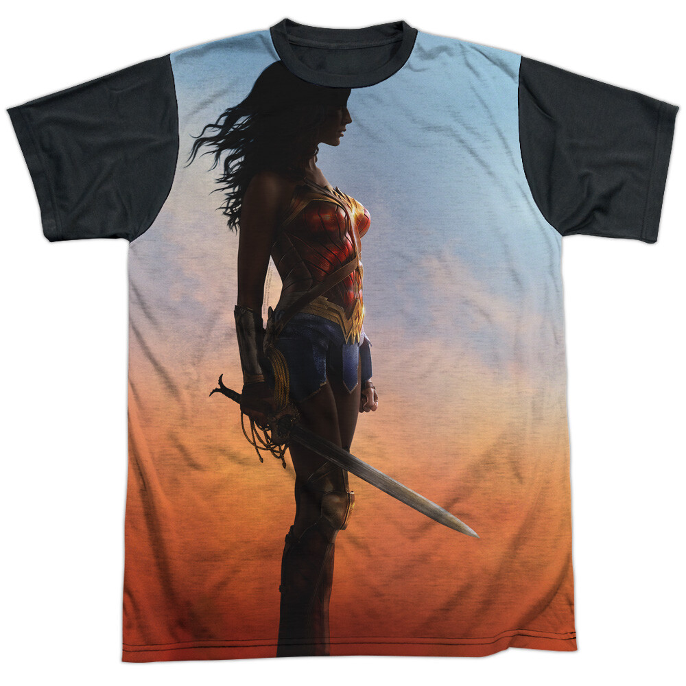 Wonder Woman Movie Poster Adult Halloween Costume T Shirt (Black Back), S-3XL