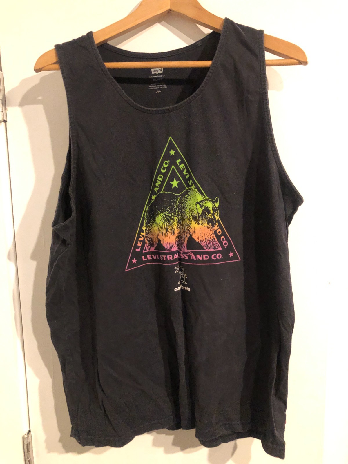 Levi’s Mens L Black Relaxed California Bear Graphic Tank Top