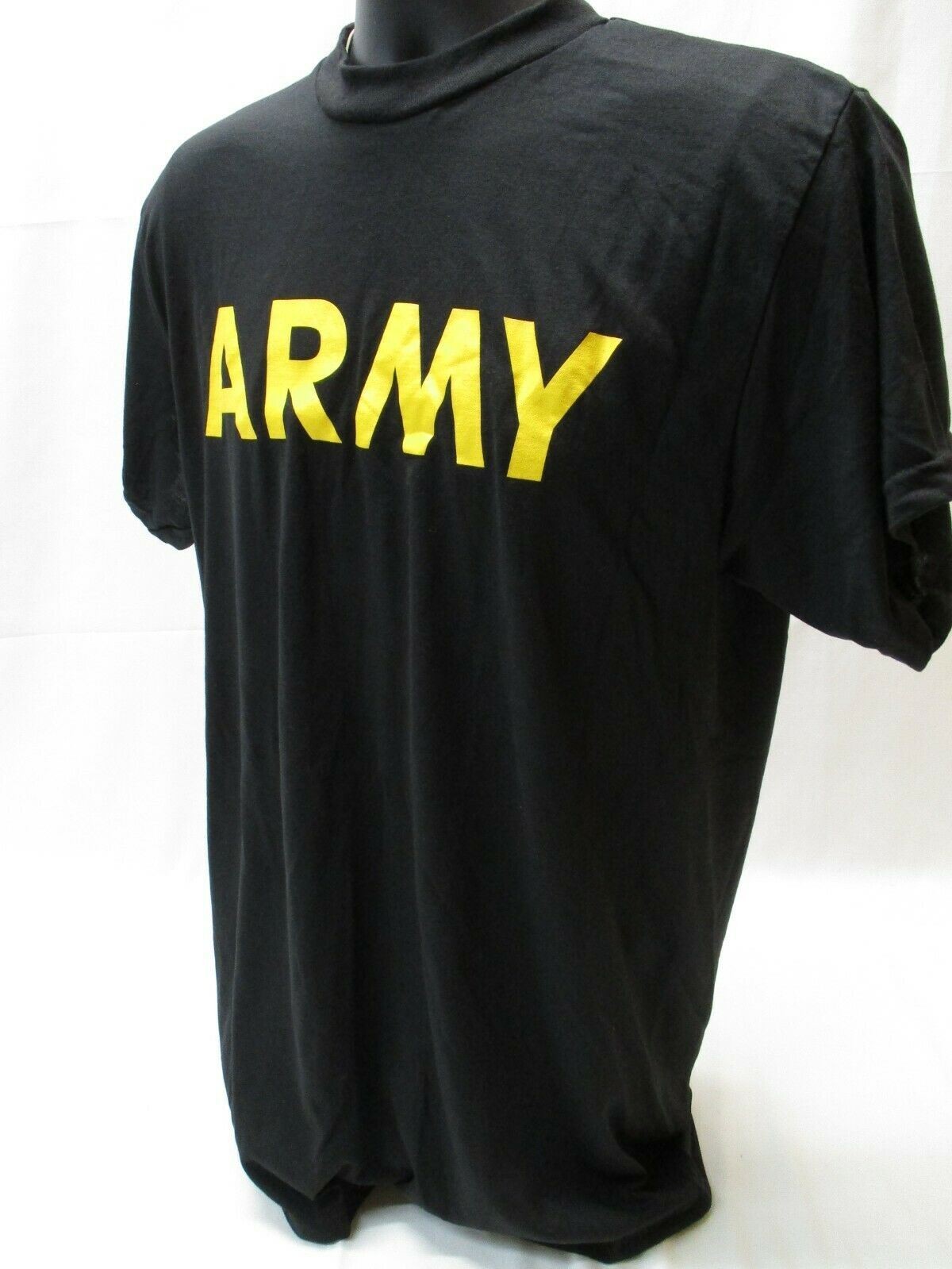 US ARMY BLACK SHORT SLEEVE PT SHIRT APFU TSHIRT ATHLETE PHYSICAL FITNESS UNIFORM