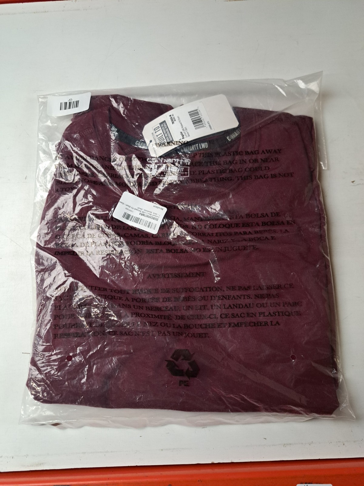 Carhartt Men’s LWD Relaxed Fit Short-Sleeve T-Shirt, Dark Red, Size Small