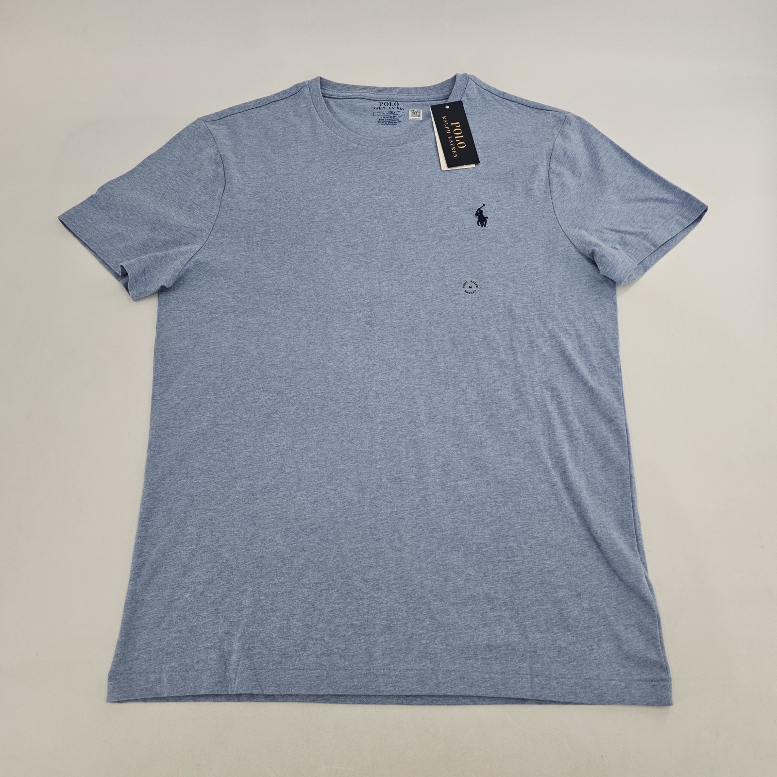 Polo Ralph Lauren Custom Slim Fit T-shirt Pony Logo Mens MEDIUM M Blue HTR NEW