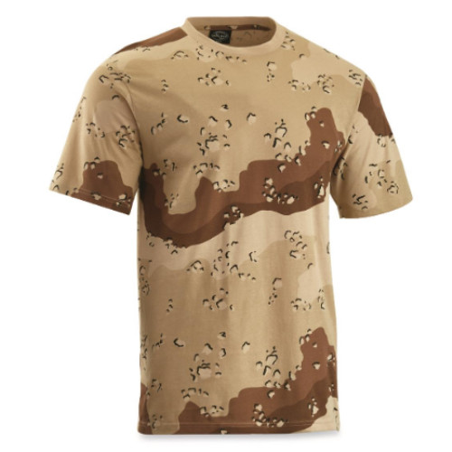 6 Color Desert Camo T-Shirt Cotton Round Neck Machine Wash and Dry Small
