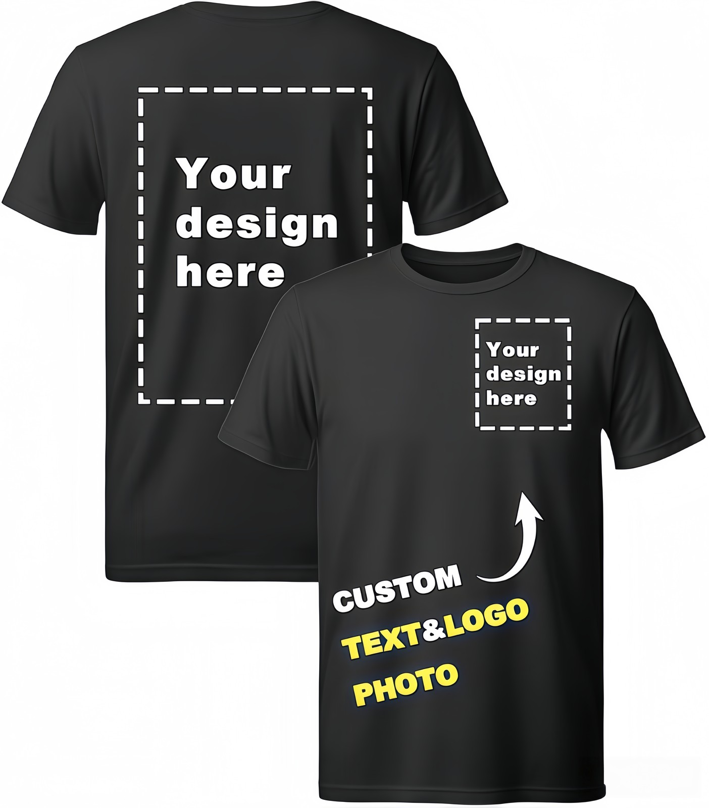 Custom T-Shirts: Print Your Photo/Logo Front & Back, Unisex Personalized Tee