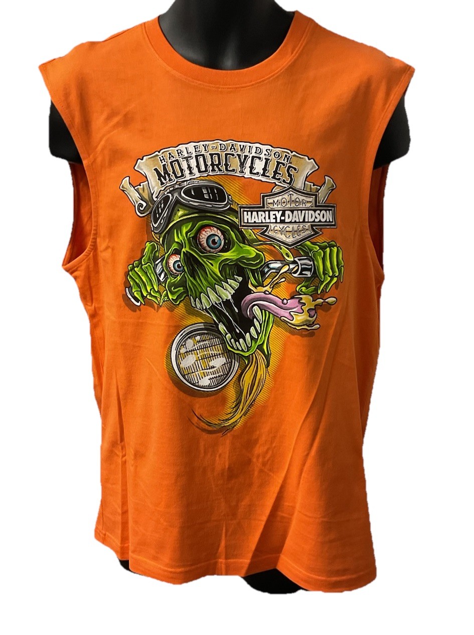 Harley Davidson Men’s Face Sleeveless Tank Top Orange 3003037