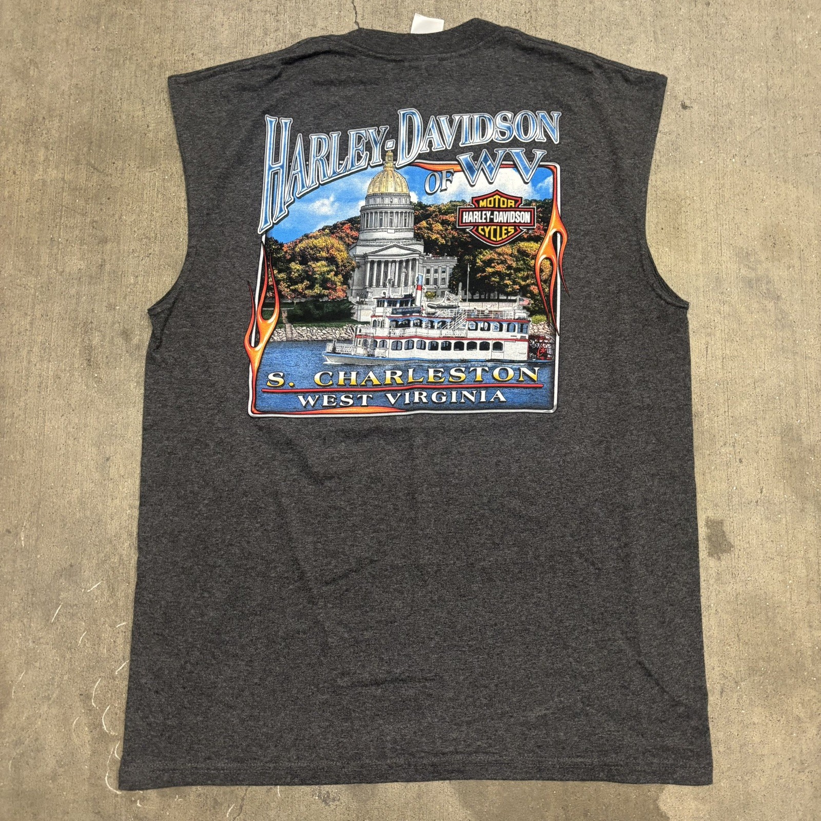 Men’s Harley Davidson Gray Grey Tank Top Sz S Charleston West Virginia WV