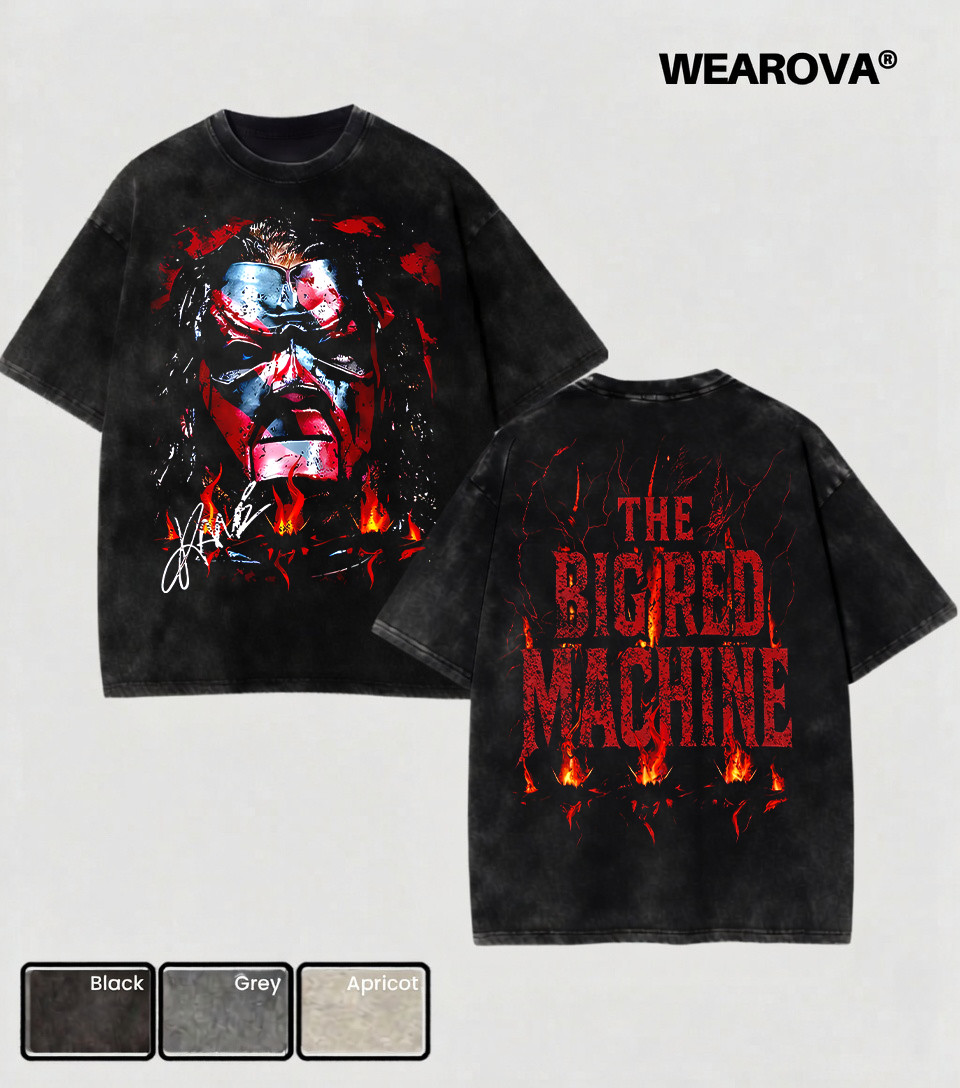 Wearova Kane The Big Red Machine Wrestling Graphic T-Shirt, WWE Legend Wash Tee