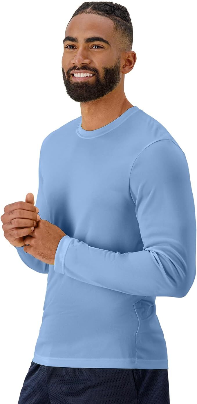 Hanes Long Sleeve Tee 2-Pack T-Shirt Sport Men’s FreshIQ Cool DRI Jersey S-3XL