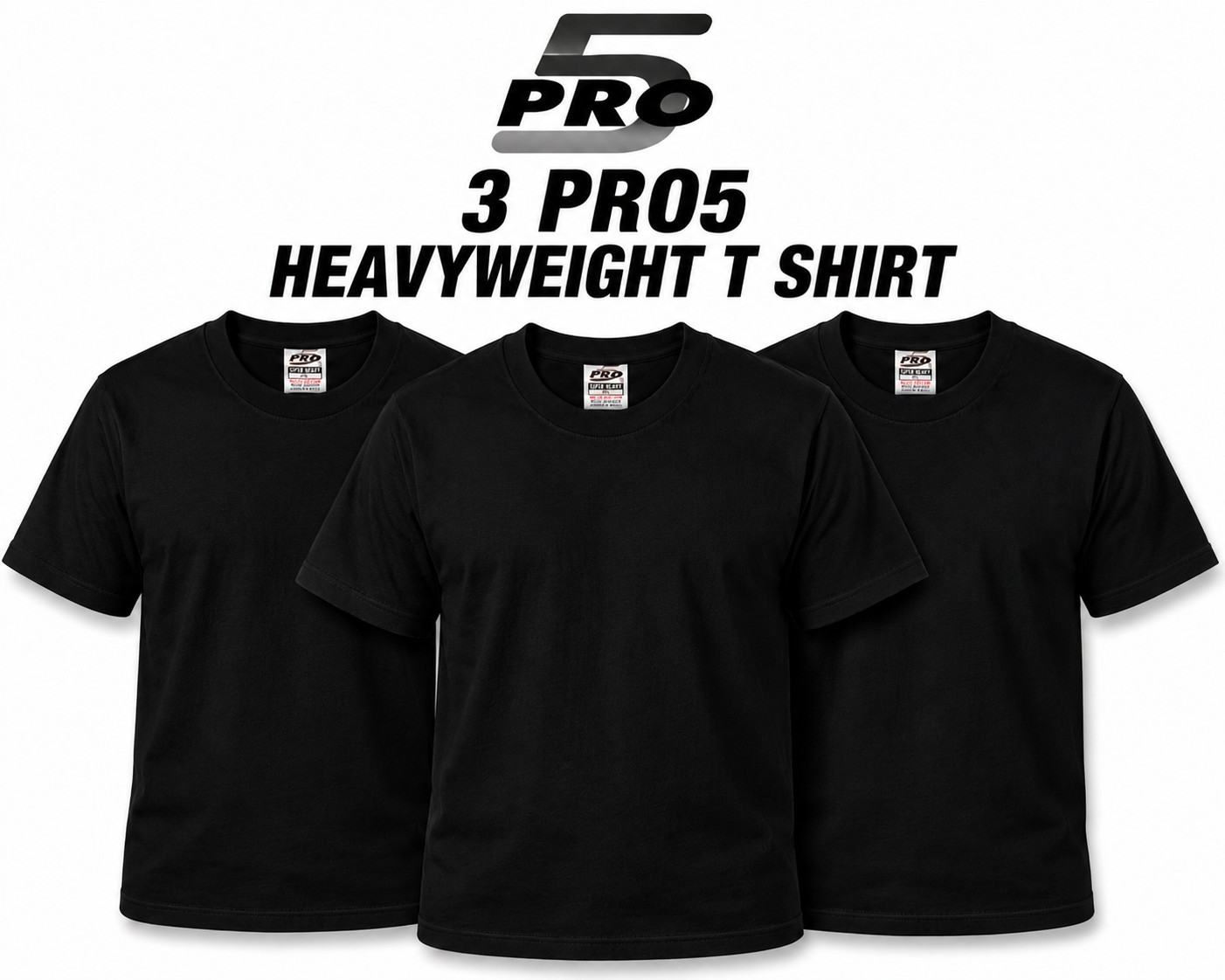 Pro 5 T Shirt 3 Pack Men Thick Plain Short Sleeve Tee S- 3XLT