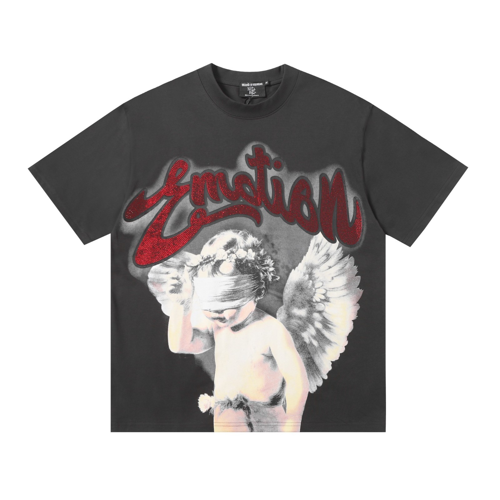 Mixed Emotio Graphic Tee Shirt Black Short Sleeve S-M-L-XL