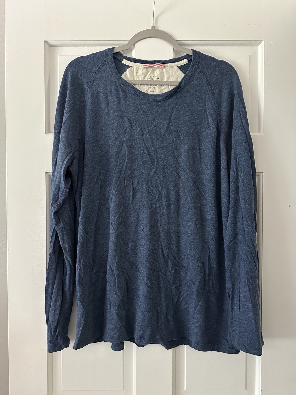 Apolis Global Citizen 100% Cotton Blue Raglan Long Sleeve Shirt Top XXL