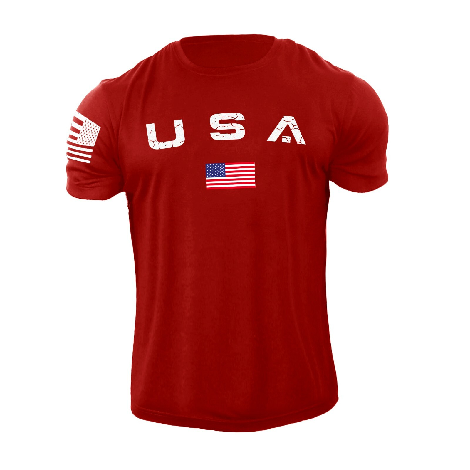 New Men’s Casual USA Flag T Shirt American Patriotic 100% Cotton Plus Size L-6XL