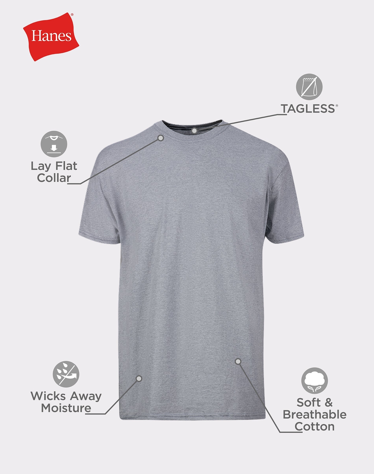 Hanes T-Shirt 6-Pack Men’s ComfortSoft TAGLESS Crewneck Short Sleeve Tee Value