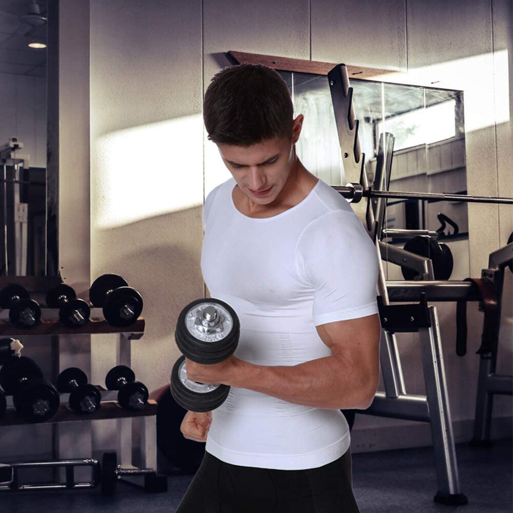 Men’s Fashion Compression T-Shirt Body Shaper Crew Neck Muscle Workout Tank Top