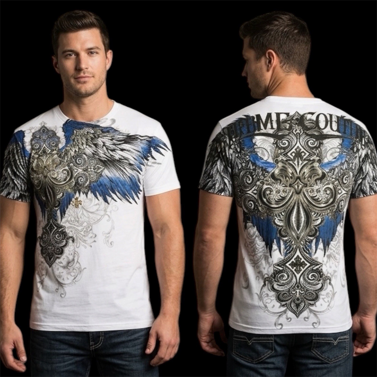 XTREME COUTURE by AFFLICTION White ENSIGN Short Sleeve Slim Fit Mens T-shirt NWT