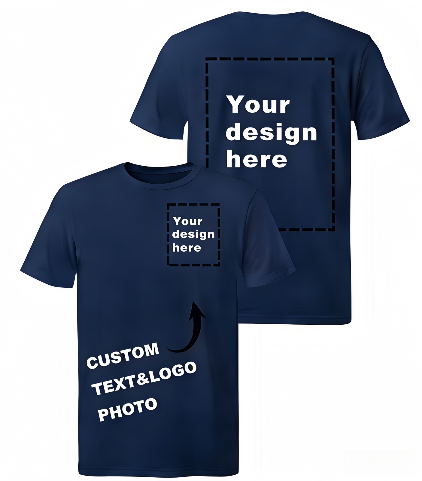 Custom T-Shirts: Print Your Photo/Logo Front & Back, Unisex Personalized Tee