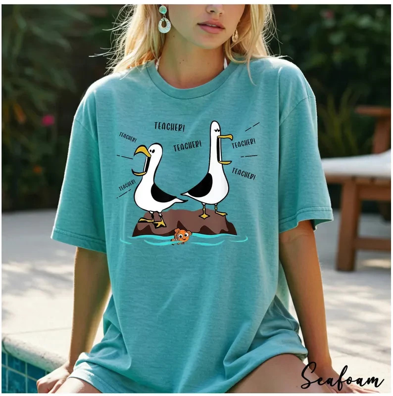 Personalized Teacher Shirt Funny Ms. Name Seagull Meme Graphic Tee Gift