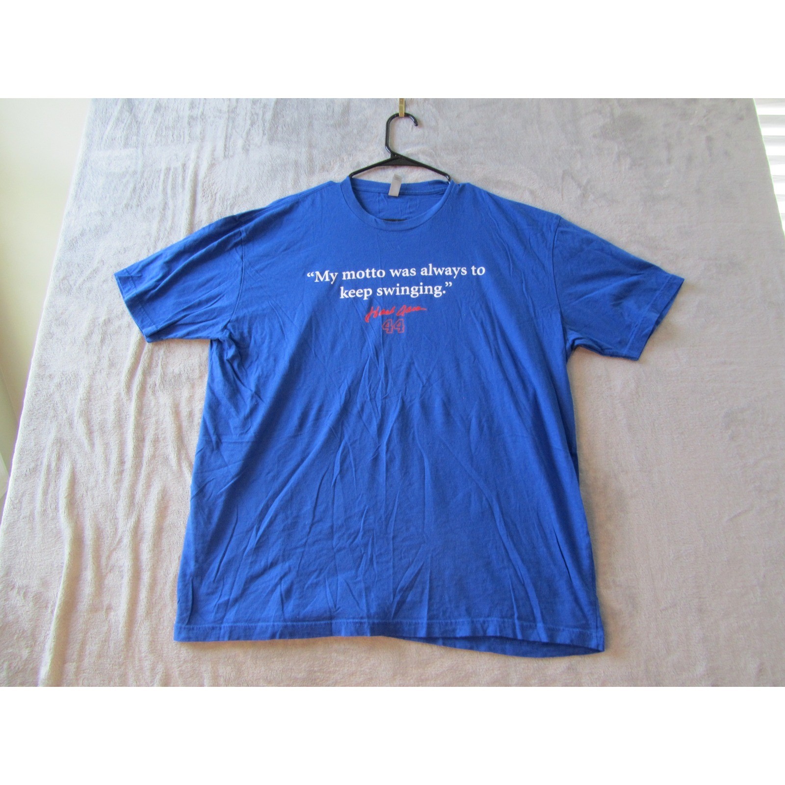Next Level Apparel T-Shirt Mens XXL Blue Hank Aaron Quote Graphic Baseball