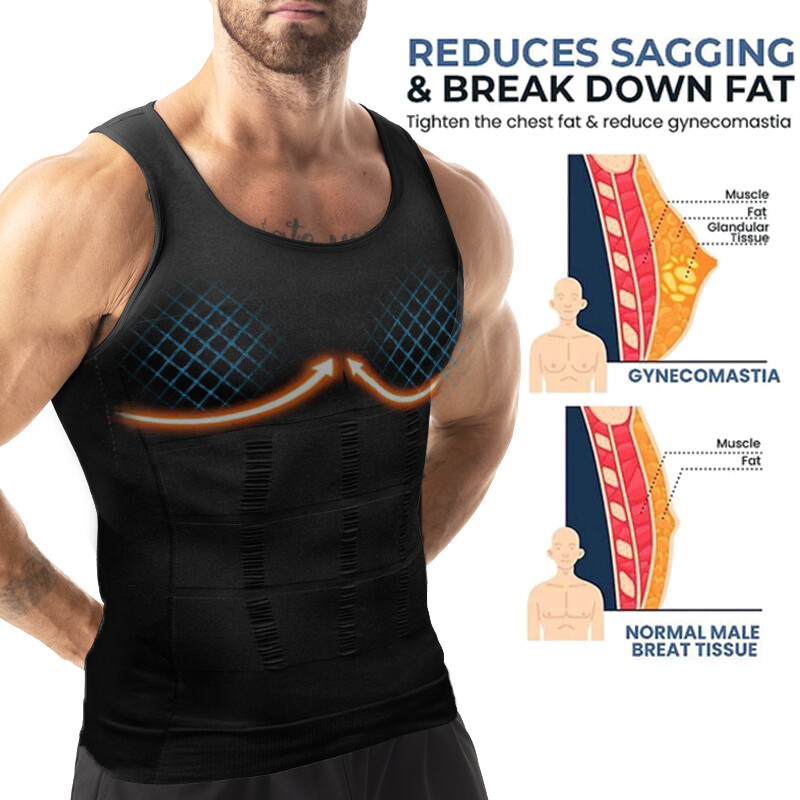 Men Body Shaper Slimming Tummy Vest Compression Shirt Tank Faja camisa de hombre