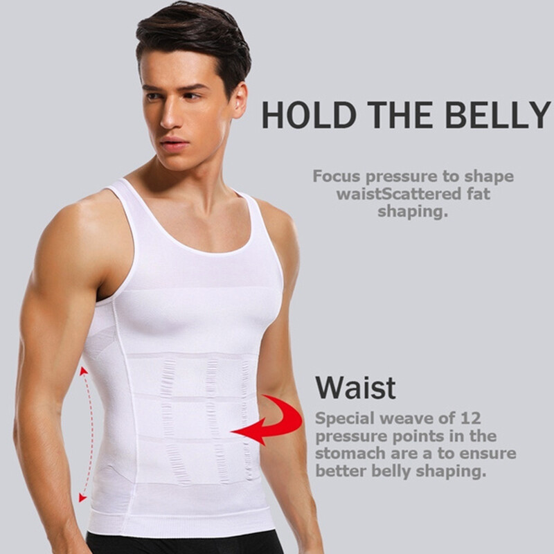 Men 3 Pack Body Shaper Slimming Tummy Vest Compression Shirts Tank Top Shapewear