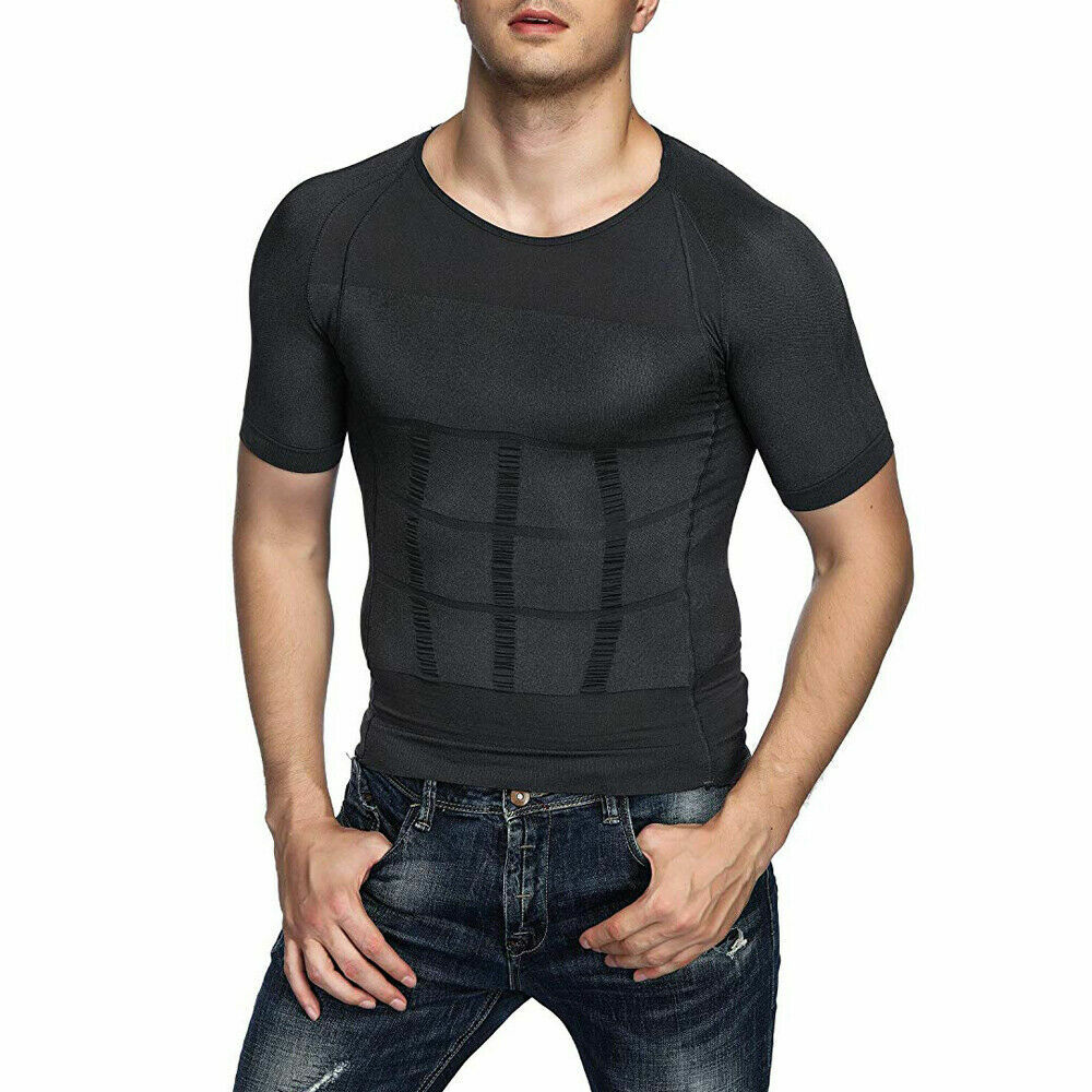 Men Slim Shirt Body Slimming Tummy Shaper Control Belly Underwear Vest Girdle US