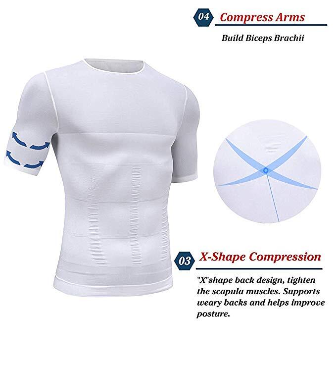 Men Slimming Body Shaper Posture Corrector Vest Tummy Compression T-Shirt Tops