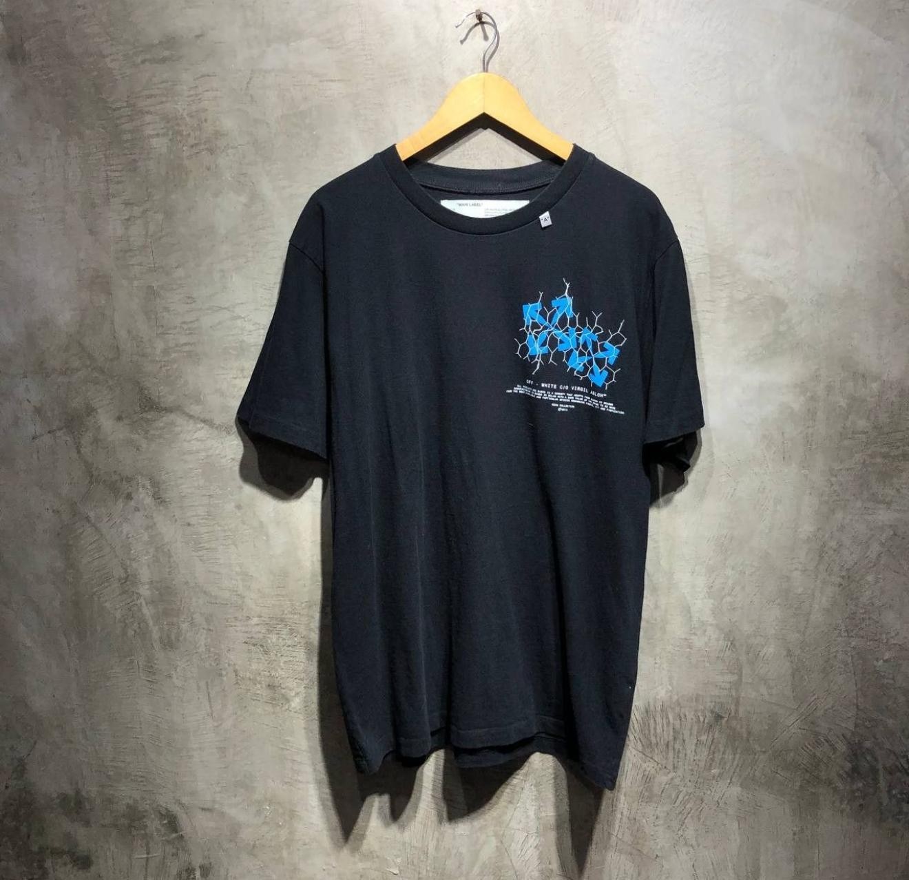 Off-White c/o Virgil Abloh Blue Lightning Arrow Graphic Tee Black Size L 2013