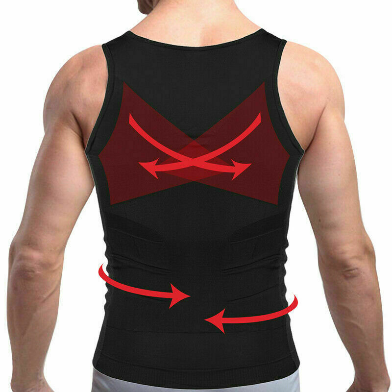 Men Slim Shirt Body Slimming Tummy Shaper Control Belly Underwear Vest Girdle US