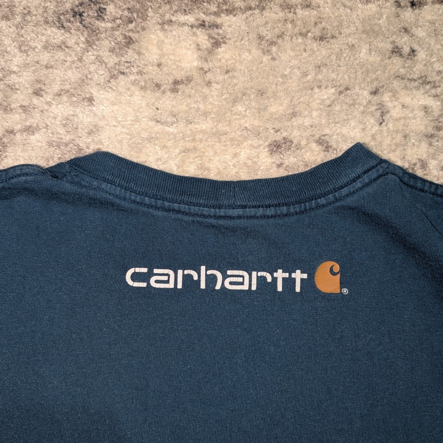 Carhartt Original Fit T Shirt Men’s L Tall Blue Front Logo Graphic Workwear Tee
