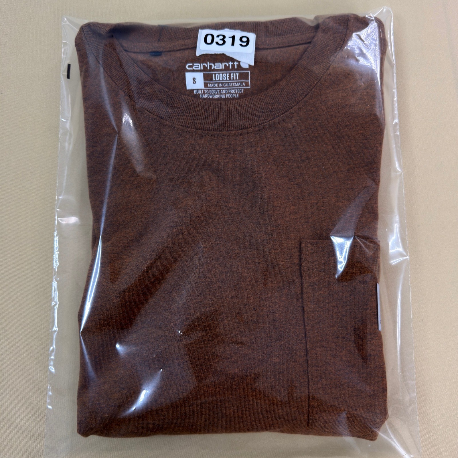 NWOT Carhartt K87 Pocket T-Shirt Small Oiled Walnut Heather Loose Fit Sealed