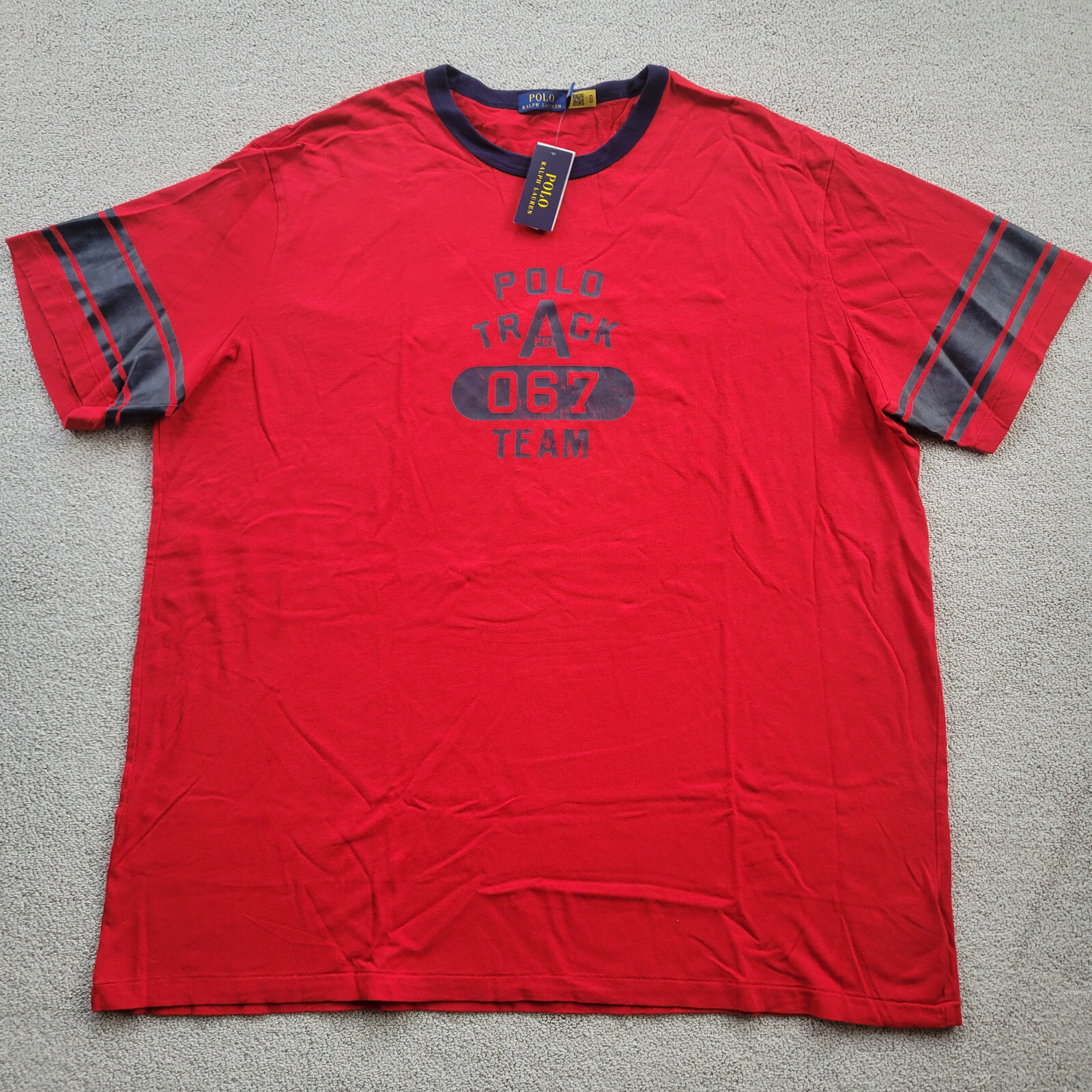 Polo Ralph Lauren Men Track Team Varsity Red Tee Big & Tall XLT New