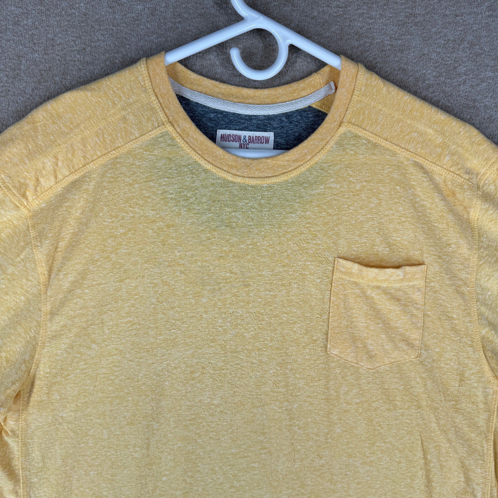 Hudson & Barrow Slim Men’s Size 2XL Solid Yellow Cotton Blend Crew-Neck T-Shirt
