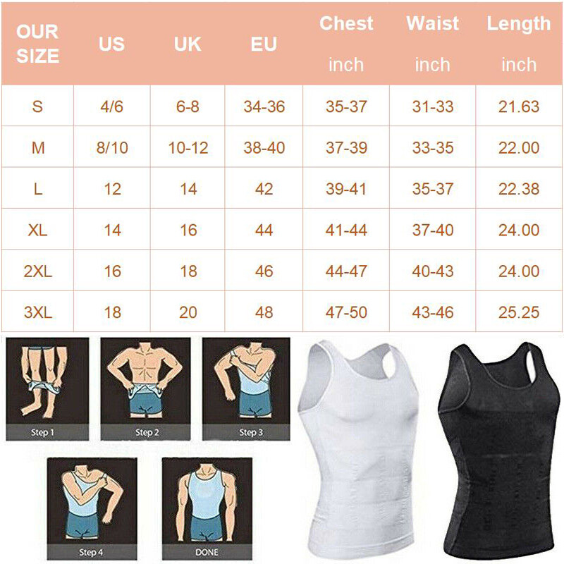 Mens Body Shaper Slimming Shirt Tummy Vest Compression Muscle Tank Top Shapewear