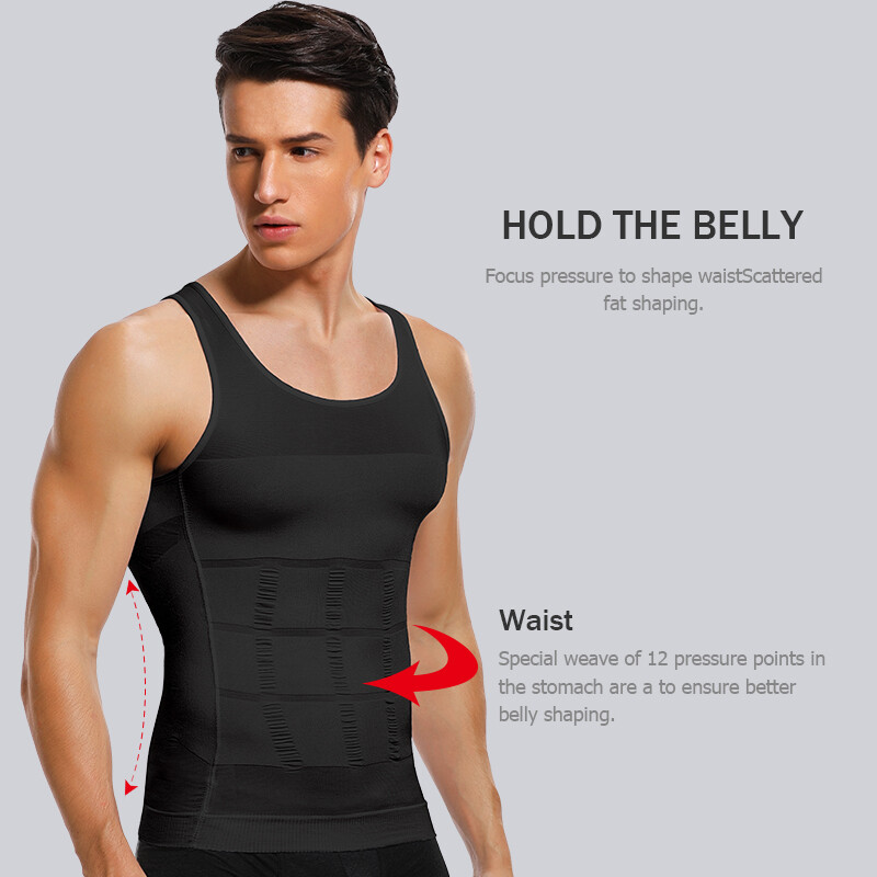 Mens Slimming Tummy Body Shaper Vest Compression T-Shirt Ultra Durable Tank Tops