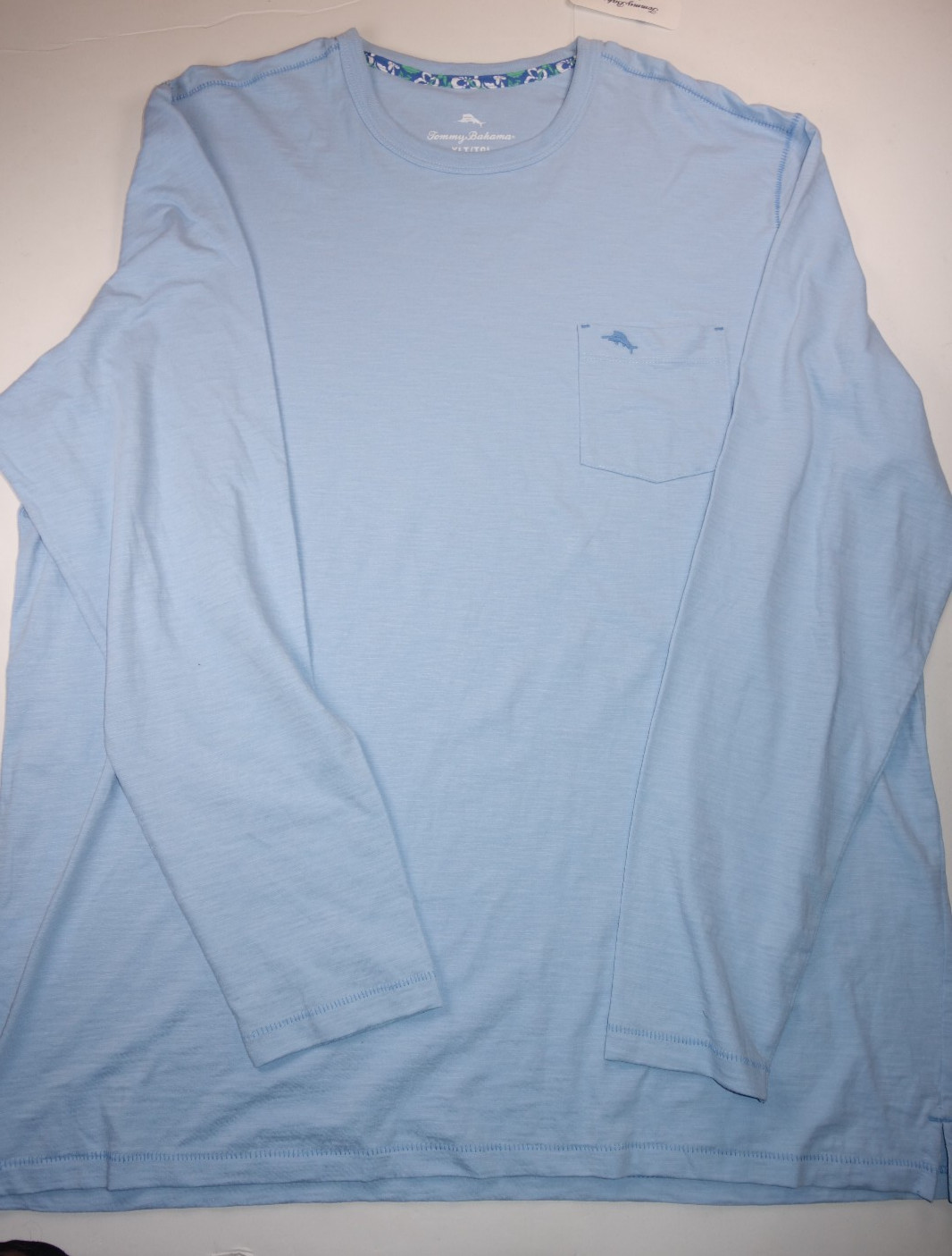 TOMMY BAHAMA Chambray Blue Bali Beach Crew Neck Long Sleeve T-Shirt New 3XL 3XLT