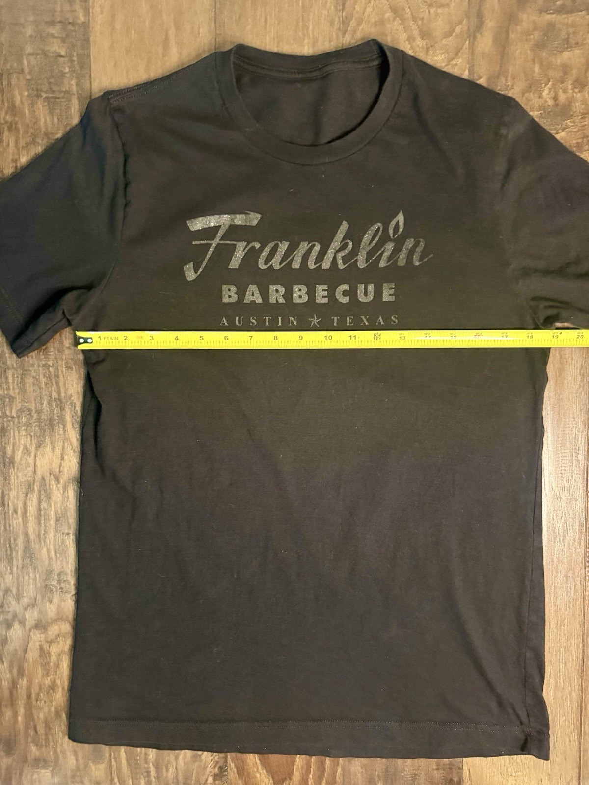 Franklin Barbecue Austin Texas Black Tonal Sparkle T Shirt Size Unknown 21×29