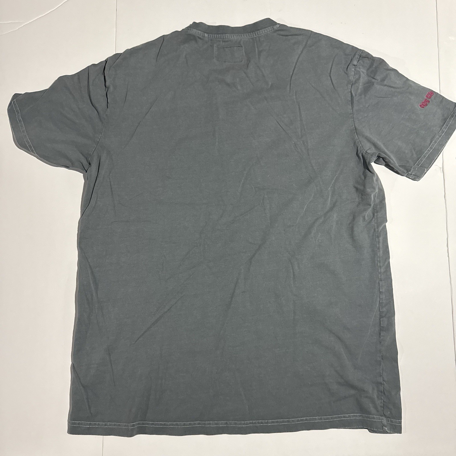 Renuar Charcoal Gray Embroidered Skull Drinking Coffee Tshirt Size Large