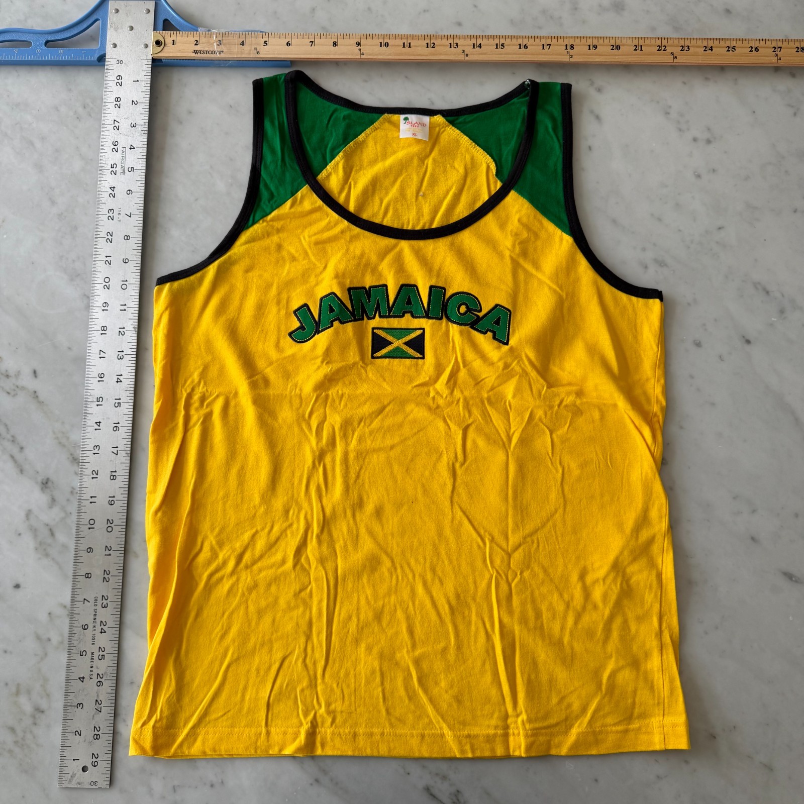 Island Tees Jamaica Flag Tank Top Mens XL Reggae Caribbean Sleeveless